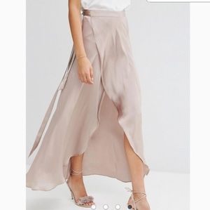 Brand new Taupe satin wrap skirt